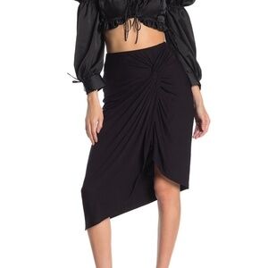 Socialite Twist Front Tulip Hem Knit Midi Skirt